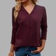 thumbnail image 1 of MHFRRA Camiseta de Manga Larga con Cuello En V para Mujer, Blusa Informal de Vacaciones con Botones, Blusa Básica de Color Puro para Primavera y Otoño Rojo, 1 of 5