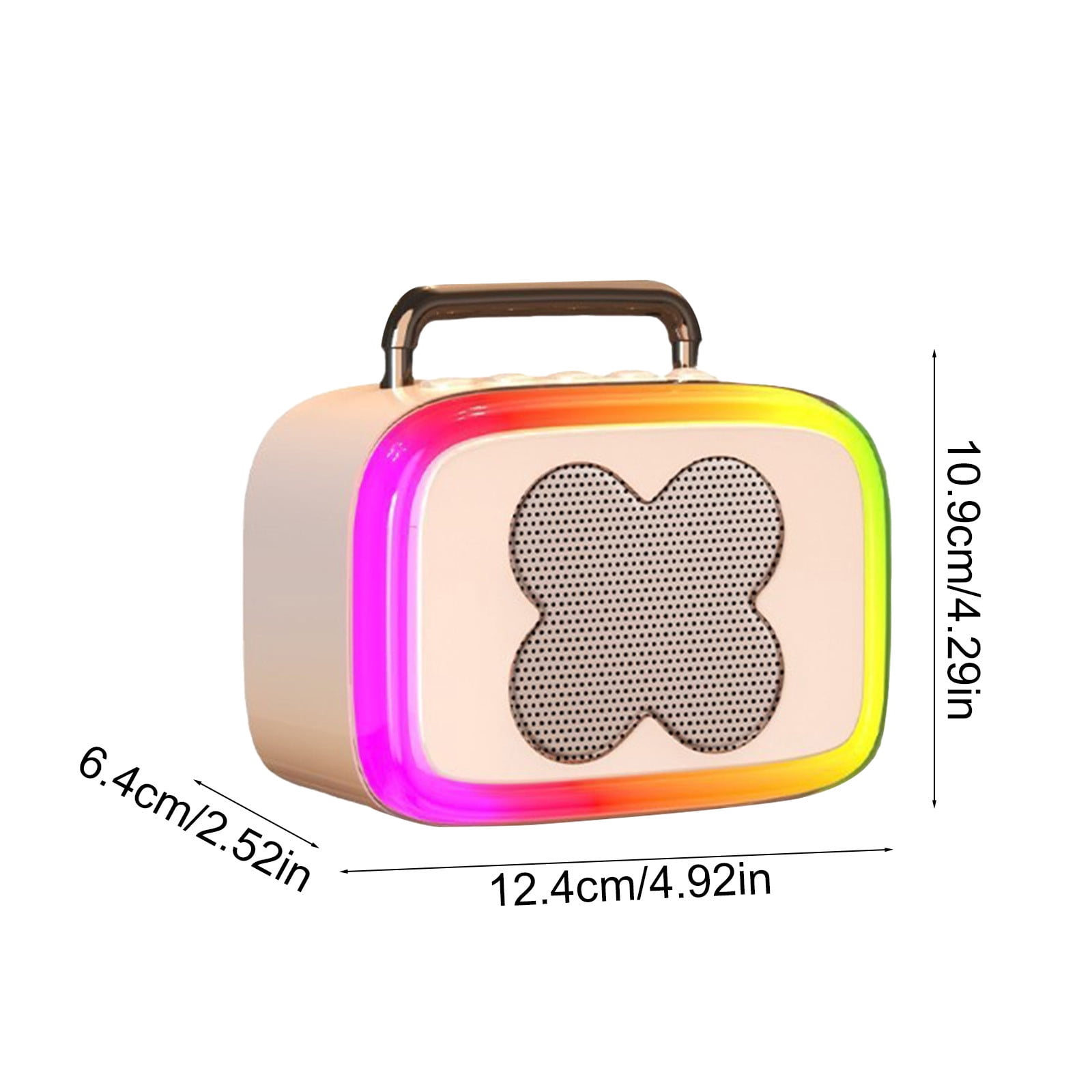 LACKUST RGB Bluetooth 5.3 Speaker, Low Latency Desktop Wireless Speaker with Color Changing Lights, Long Battery Life Room-Filling Sound for Gaming Movies Party - Beige