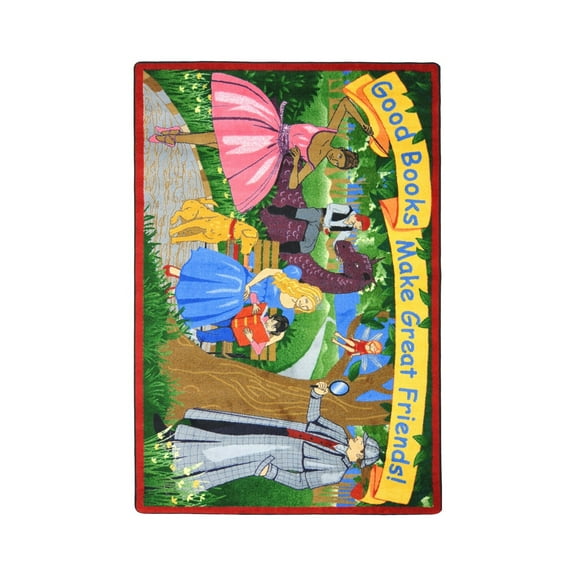 Good Books Make Great Friends 5'4" x 7'8" Area Rug In Color Multi