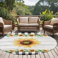thumbnail image 4 of Large Round Rug 8Ft Washable Non-Slip, Sunflower Circle Area Rugs for Living Room Bedroom, Yellow Floral Summer Botanical Wooden Checkered Indoor Floor Mats Carpet Runner for Home Decor, 4 of 8
