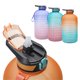 thumbnail image 3 of Wosthever Botella de agua motivacional de 3,78 L con marcador de tiempo, jarra de plástico reutilizable, contenedor de almacenamiento de Ropa Deportiva, Zapatos Verde Púrpura, 3 of 6