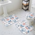 thumbnail image 3 of Summer Nautical Bathroom Rugs Set Red Blue Coral Seashell Coastal Vintage Non Slip Absorbent Soft Bath Mats 3 Piece Set with Bathroom Rug, U-Shaped Floor Mat, Toilet Seat Cover Large Size, 3 of 9