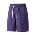 thumbnail image 2 of EOYWHK Running Shorts Men with Pockets Elastic Waist Drawstring Jogging Shorts Men Soft Lightweight Breathable for Casual Lounge Home Active Purple, Size XL, 2 of 9