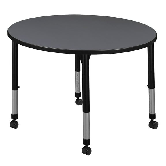 Regency 30 in. Round Height Adjustable Mobile Classroom Activity Table- Grey