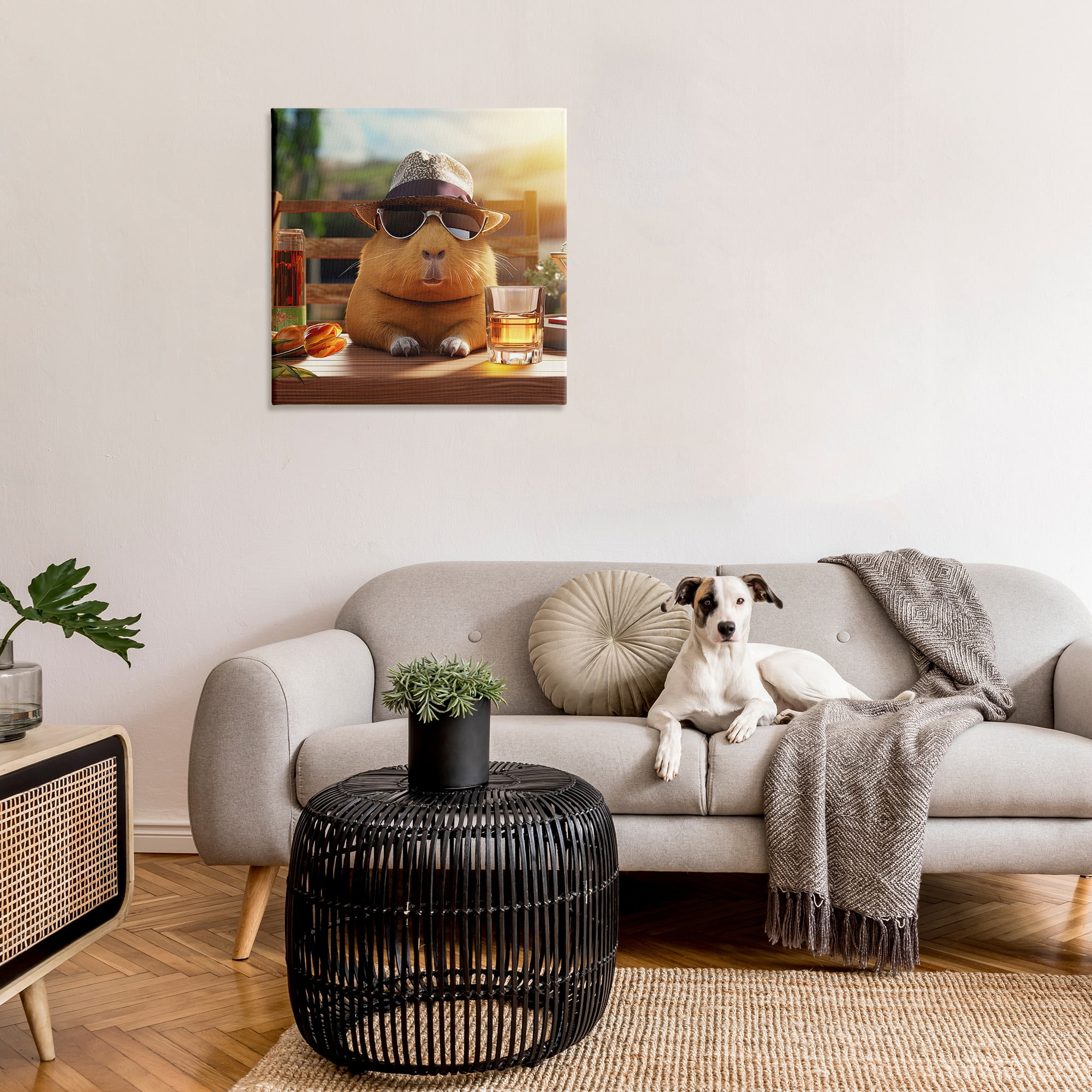 Stupell Industries Capybara & Summer Scenery Animals & Insects Painting Gallery Wrapped Canvas Art Print Wall Art, 30 x 30