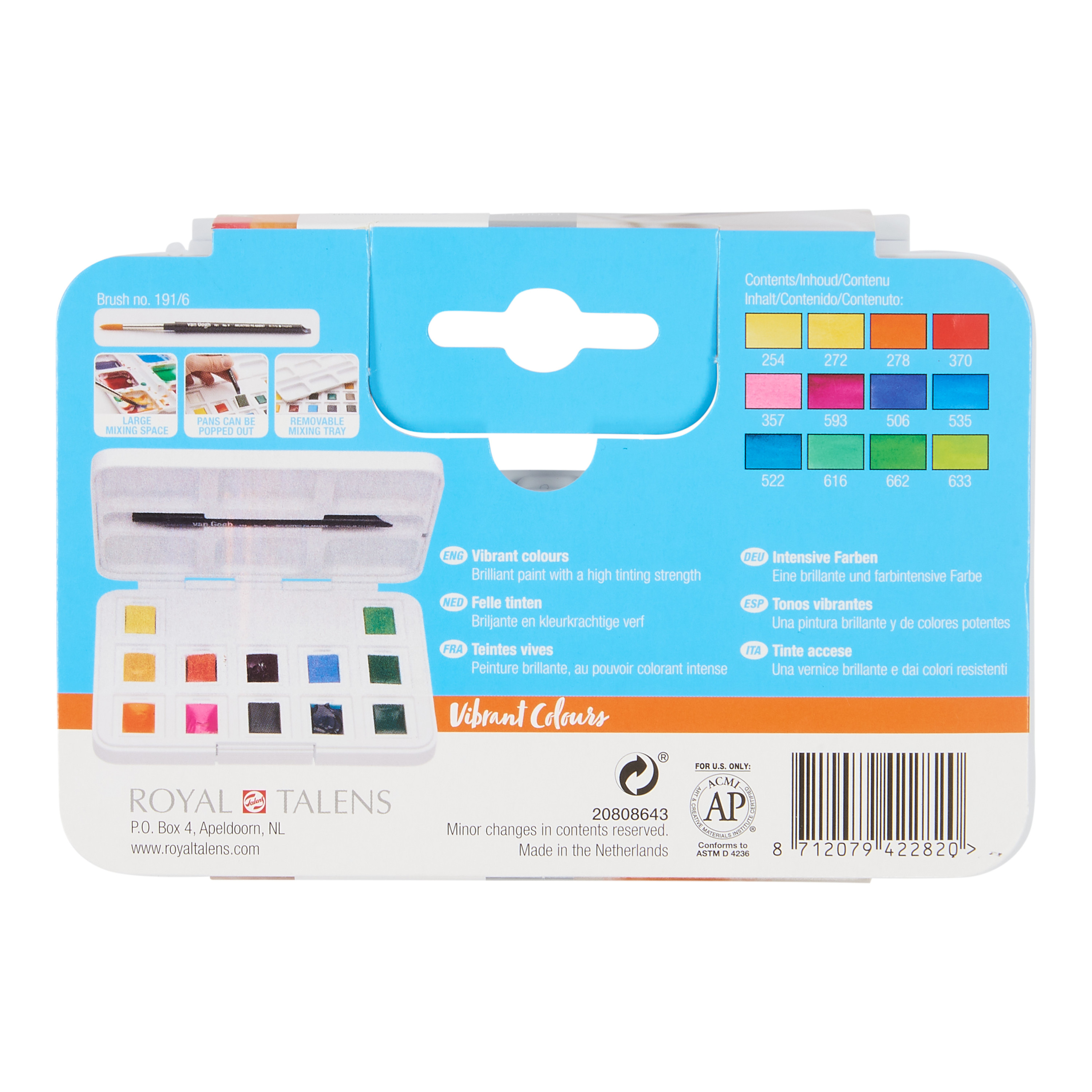 Van Gogh Watercolor Pan Set, 12-Colors, Vibrant Colors