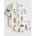 thumbnail image 4 of Champagne Bottle Print Pajama Set | Short & Long Pants Festive Sleepwear for Women, 4 of 6