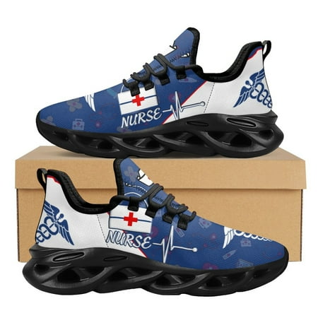 

2024 Ladies Nursing Shoes Paramedic EMT EMS Pattern Women Mesh Shoes Casual Lace up Running Sneakers Chaussure femme