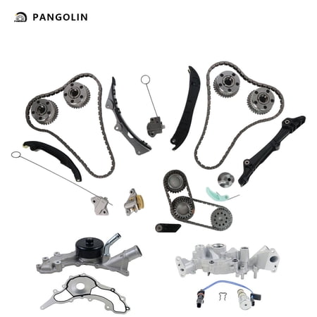 PANGOLIN Timing Chain VVT Gear Solenoid Kit with Water & Oil Pump 5184357AE Fit for 2011-2015 VW Routan, Chrysler 200 300, Dodge Avenger Durango Engine Camshaft Bolt Aftermarket Replace Part