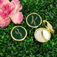 thumbnail image 2 of Koyal Wholesale Gold Compact Mirror Bridesmaid's Wedding Gift, Emerald Green, Monogram Letter Z, 1-Pack, 2 of 5