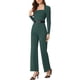 thumbnail image 4 of INSPIRAR CHIC Mono Elegante para Mujeres Cuello Cuadrado de Manga Larga Pantalones Anchos Traje de Romper XL Verde, 4 of 5