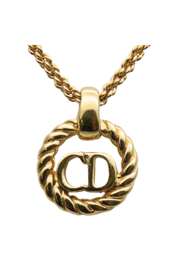 Pre-Owned Christian Dior CD logo necklace in gold-plated metal. GP. Women's. (Good)