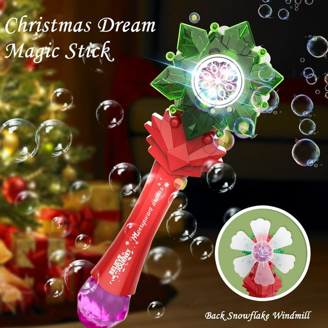 Teissuly Christmas Handheld Bubble Machine Continuous Ejection LED Light Leak-proof Water Outdoor Party Artifact Toy Bubble Machine Holiday Holiday Gift 150ml Teissuly WER2023112002217