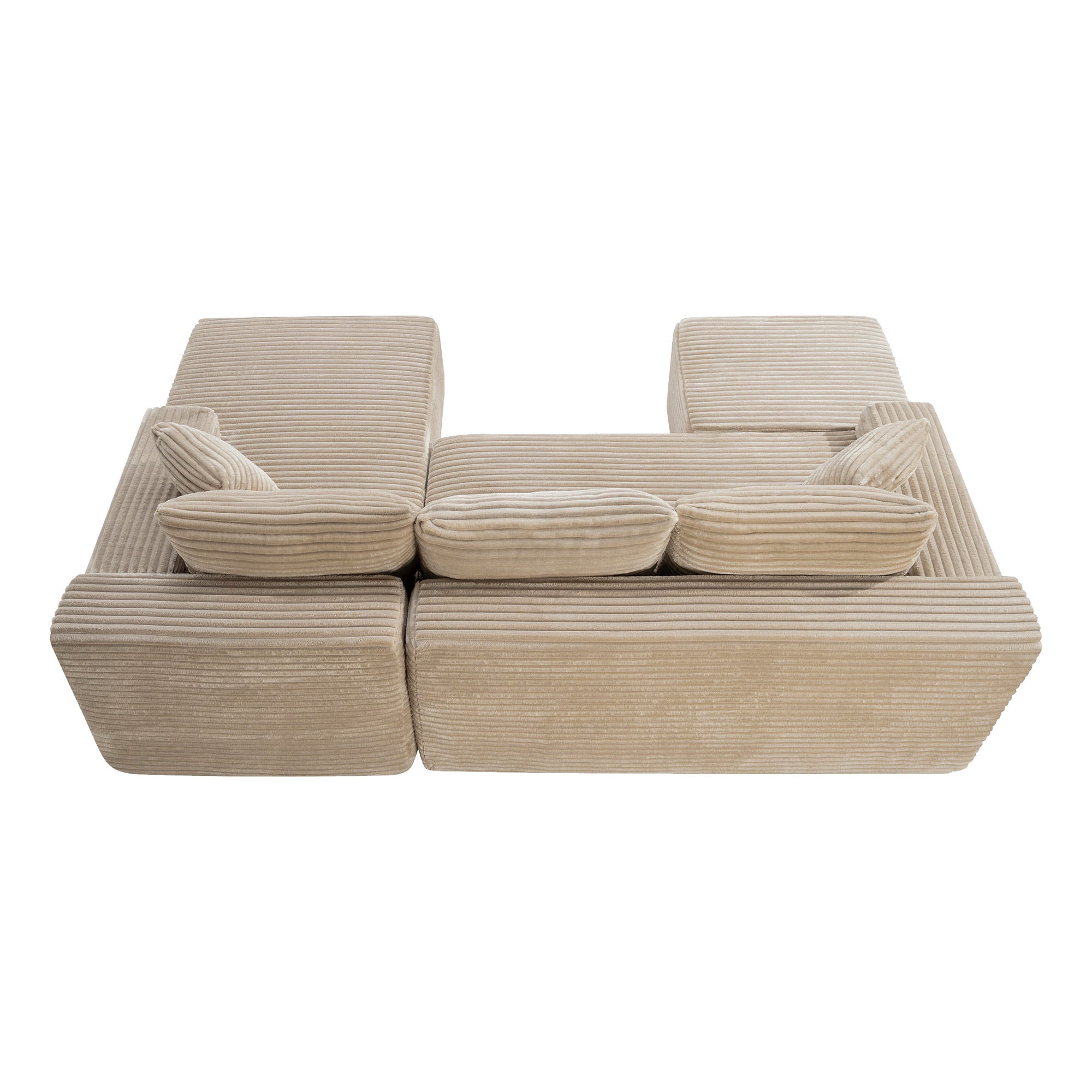 MOONMISS Small Modular Sectional Sofa with Movable Chaise and Ottoman,U-Shaped Boneless Cloud Couch for Living Room Apartment,Camel(Right Facing Chaise)