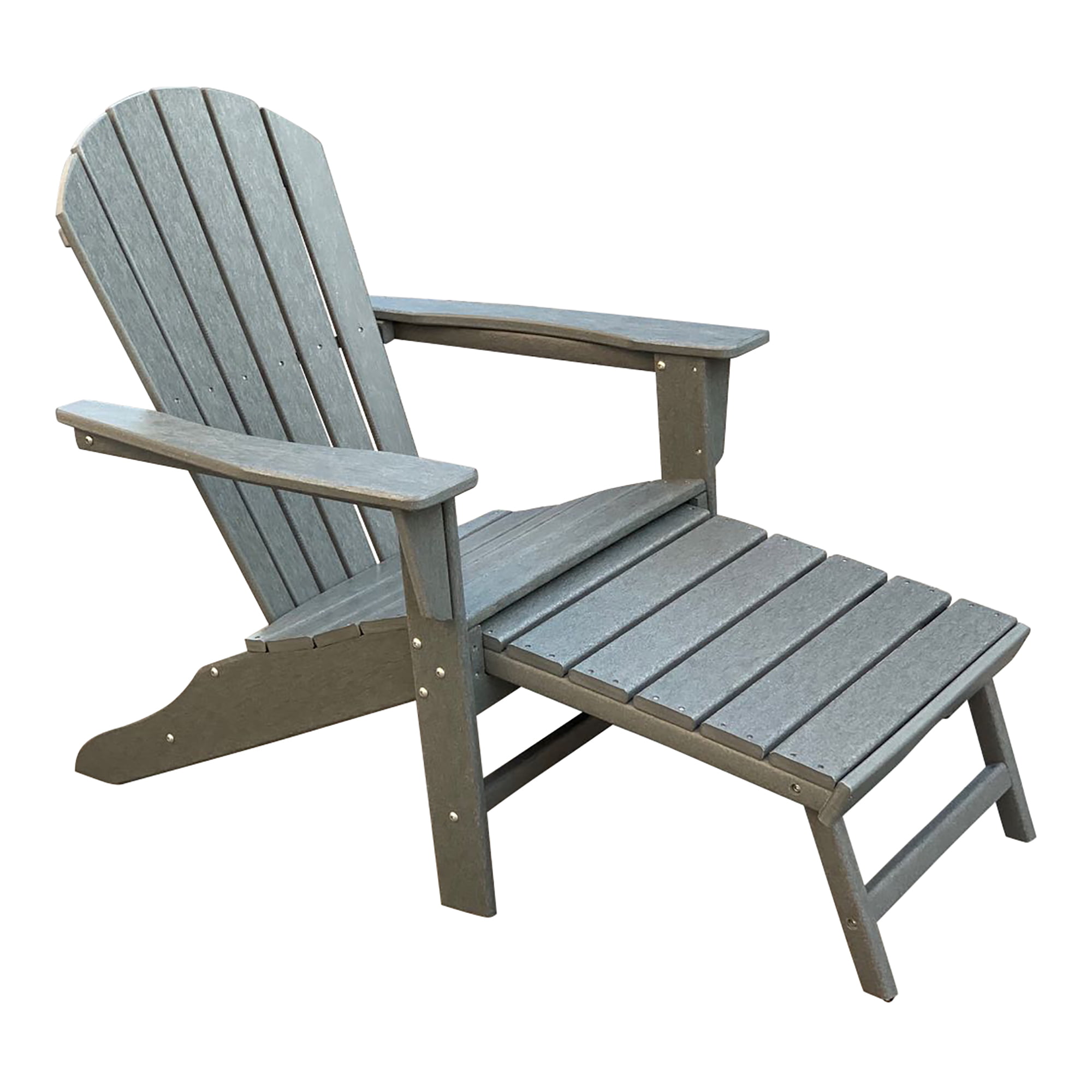 Hampton Gray Outdoor Patio Adirondack Chair with Hideaway