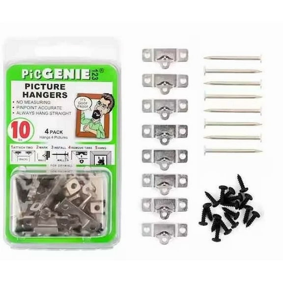 Picture Hanging Kit 32-Piece Hangs 4-Pics Up To 10 Lbs.