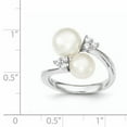 thumbnail image 3 of Sterling Silver Rh-Plated 8-9mm White 2-Fw Cultured Pearl And Cz Ring (Size 7) Made In China qr6487-7, 3 of 3