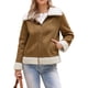 thumbnail image 1 of Abrigo de invierno de piel sintética para mujeres, cálido, grueso, forrado de piel, chaqueta de cuero sintético XS marrón, 1 of 6