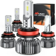 Nilight 9005 H11 LED Headlight Bulbs Kit, 350% Brightness, HB3 High Beam/ H11 Low Beam LED Bulbs Combo, 6000K Cool