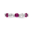 thumbnail image 4 of 14K White Gold Ring Band Gemstone Diamond Round Ruby Red, 4 of 7