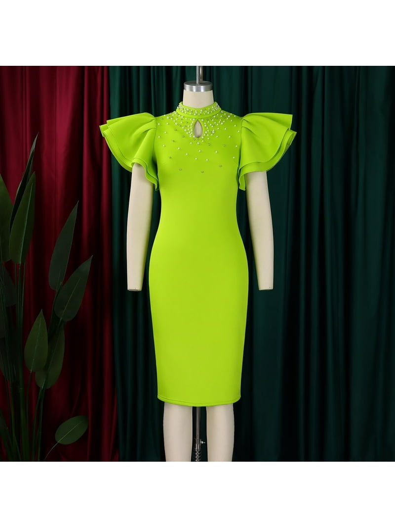 Women's Mock Neck Sexy Studded Beaded Midi Sexy Club Dresses Office Work Dress Women's Mock Neck Sexy Studded Beaded Midi Sexy Club Dresses Office Work Dress