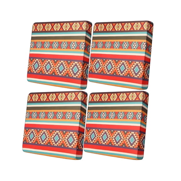 4PCS Stretch Printed Patio Seat Cushion Slipcover, Waterproof Elastic Outdoor Furniture Cushion Cover, Floral Leaf Pattern Washable Protector for Garden Metal Rattan Chair Cushions 27.56x25.2 Inch