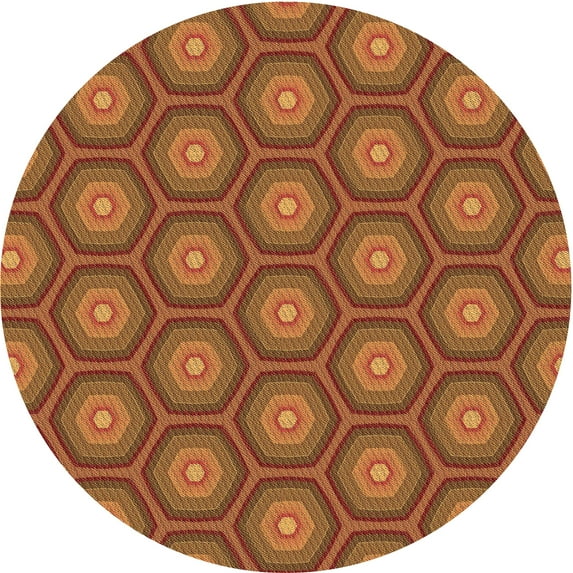 Ahgly Company Machine Washable Indoor Round Transitional Orange Area Rugs, 6' Round