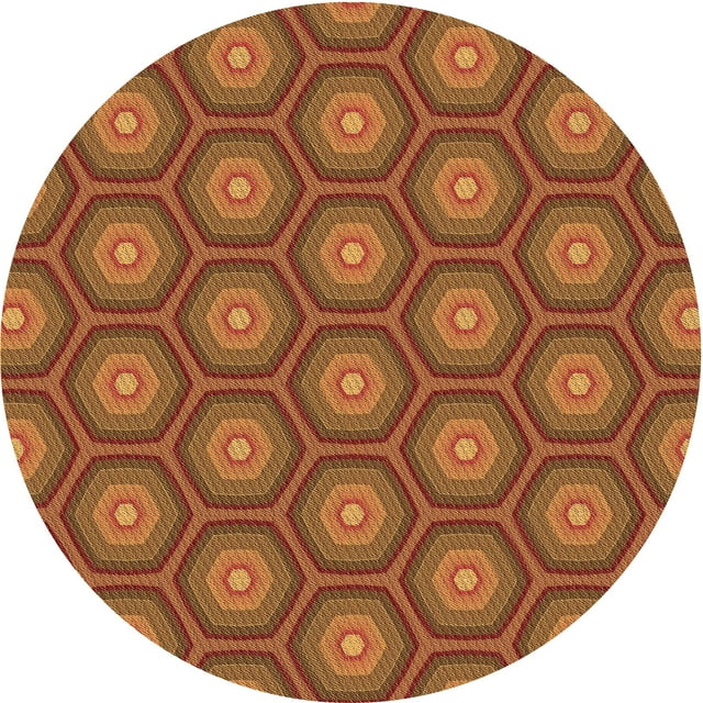 Ahgly Company Tapis Rond Lavable en Machine Intérieur Transitionnel Orange, 7 Pieds Rond