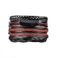 thumbnail image 2 of 4PCS Mens Handmade Leather Braided Surfer Wristband Bracelet Bangle Wrap G FWA, 2 of 7