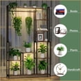 thumbnail image 3 of Plant Stand 71in Tall 8 Tier Heavy-Duty Metal with Grow Light | Walnut+Black | MDF+Metal, 3 of 7