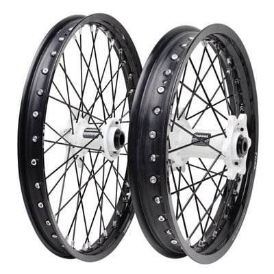 - Impact Complete Front/Rear Wheel Kit 1.60 x 21 / 2.15 x 18 Black Rim/Black Spoke/White Hub For Honda