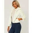 thumbnail image 3 of DARING DIVA Women's Faux Fur Fluffy Coat Collar Cropped Jacket M White, 3 of 6