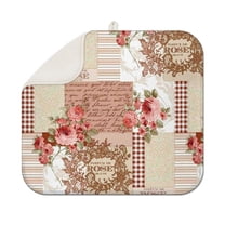 Pioneer Flower Floral Print Pattern Dish Drying Mat for Kitchen 1 Pack, Ultra Absorbent Microfiber Dishes Drainer Mats,16"x18"