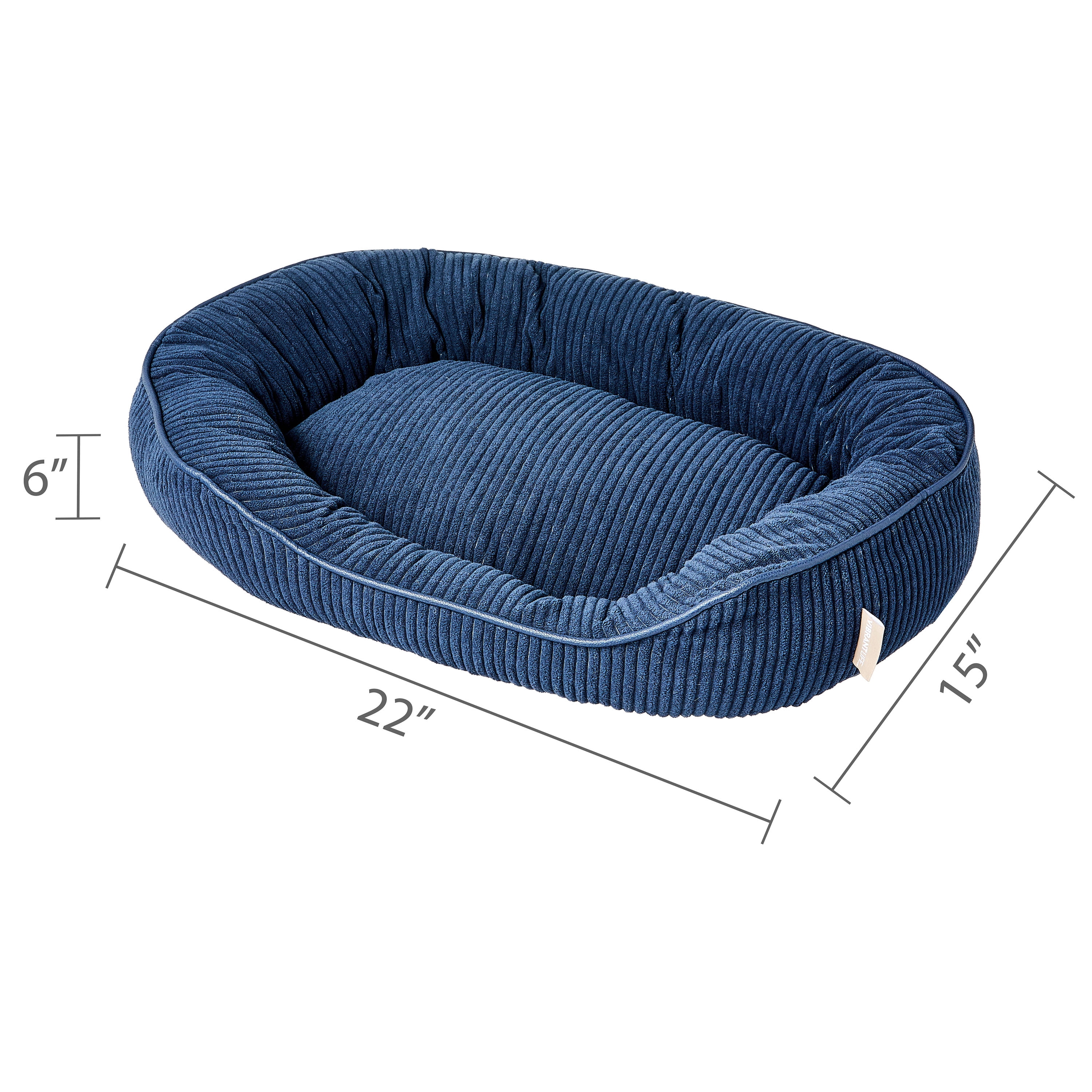 Vibrant Life Small Oval Corduroy Cuddler Pet Bed, Blue, 22" x 15"