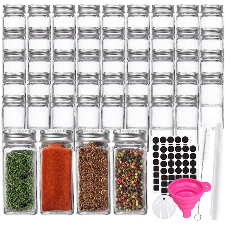 48 Spice Jars with Labels- Spice Jars with Bamboo Lids - 4 Oz