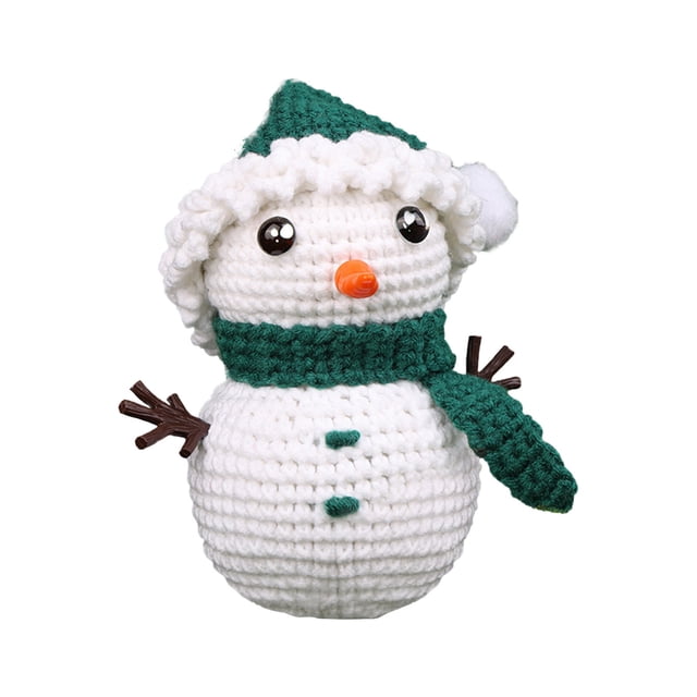 Paquete de material de crochet navideño: Papá Noel, muñeco de nieve, ciervo, bola de lana tejida a mano