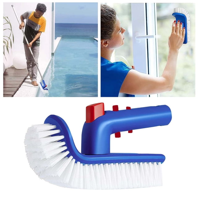 Pool and Step Cleaning Brush with 180- Rotating Handle for Effortless Decontamination