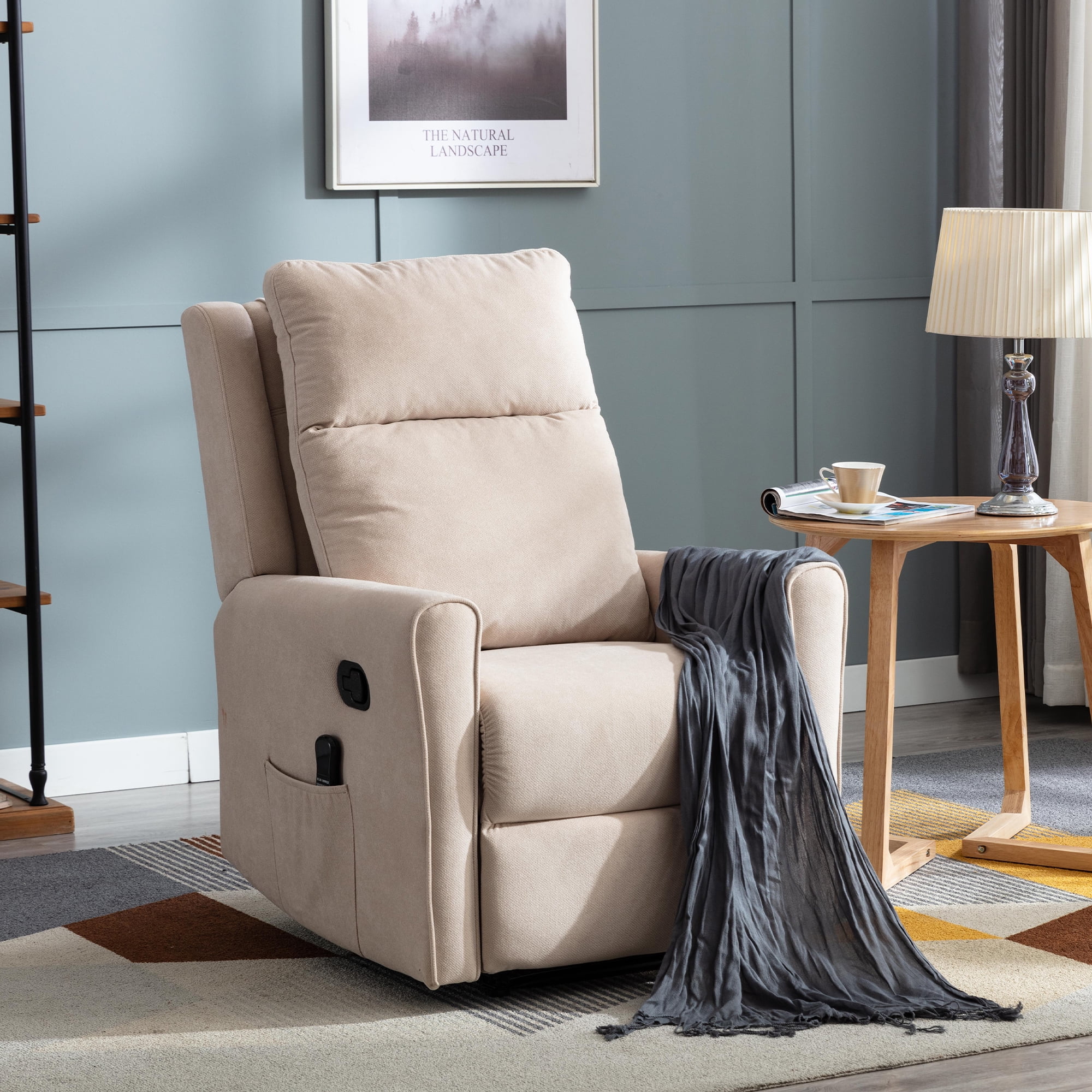 Kepooman Manual Recliner Chair with Heat and Rolling Kneading Massage for Living Room, Beige Kepooman Manual Recliner Chair with Heat and Rolling Kneading Massage for Living Room, Beige