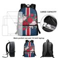 thumbnail image 6 of Uourmeti British Rose Union Adjustable Comfort Straps Backpack for School Outdoor, Smooth Zipper Large Capacity School Backpack Lightweight Student Bookbag, 6 of 6