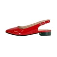 thumbnail image 3 of PEERAGE Fay Women Wide Width Pointed Toe Patent Leather Dress Slingback Flat with Stack Heel RED 8.5, 3 of 6