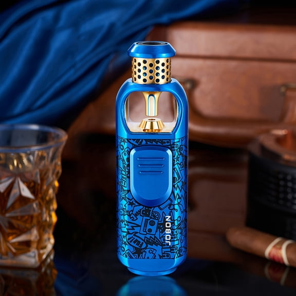 Metal Torch Lighter-Refillable Butane Jet Adjustable Blue Flame Lighter With Hollow-out Heat Dissipation, Made Of Zinc Alloy, Easier To Use For Better Camping Barbecue Experience (No Butane Fuel)