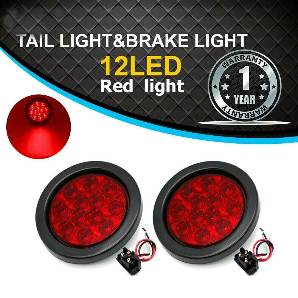 2x 4&quot; 12 LED Round Red Stop Brake Tail Signal Lights Truck
