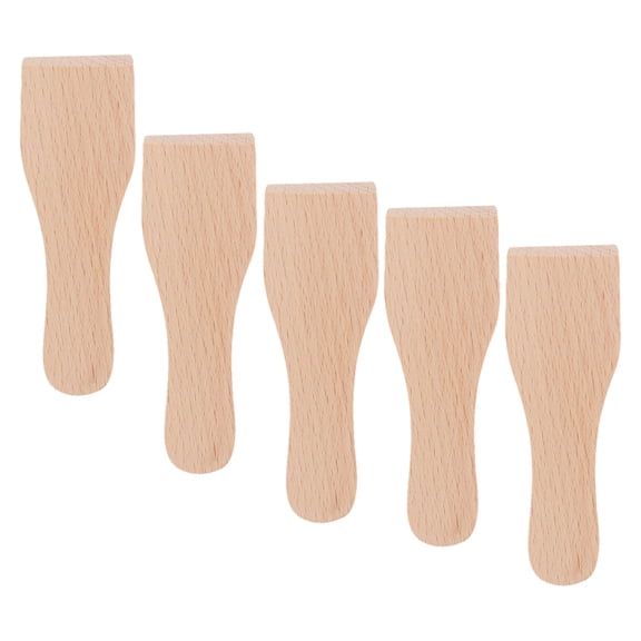 Moluckfu 5Pcs Khaki Wood Spatula Small Wood Utensils Nonstick for Baking and Cooking