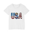 thumbnail image 5 of Xdegoge July 4Th 4Th of July Clothes for Boys Girls Kids Graphic American Flag Shirt Usa Patriotic Shirt Crewneck Summer Short Sleeve T Shirt 5 Years Old Girl Gift, 5 of 6