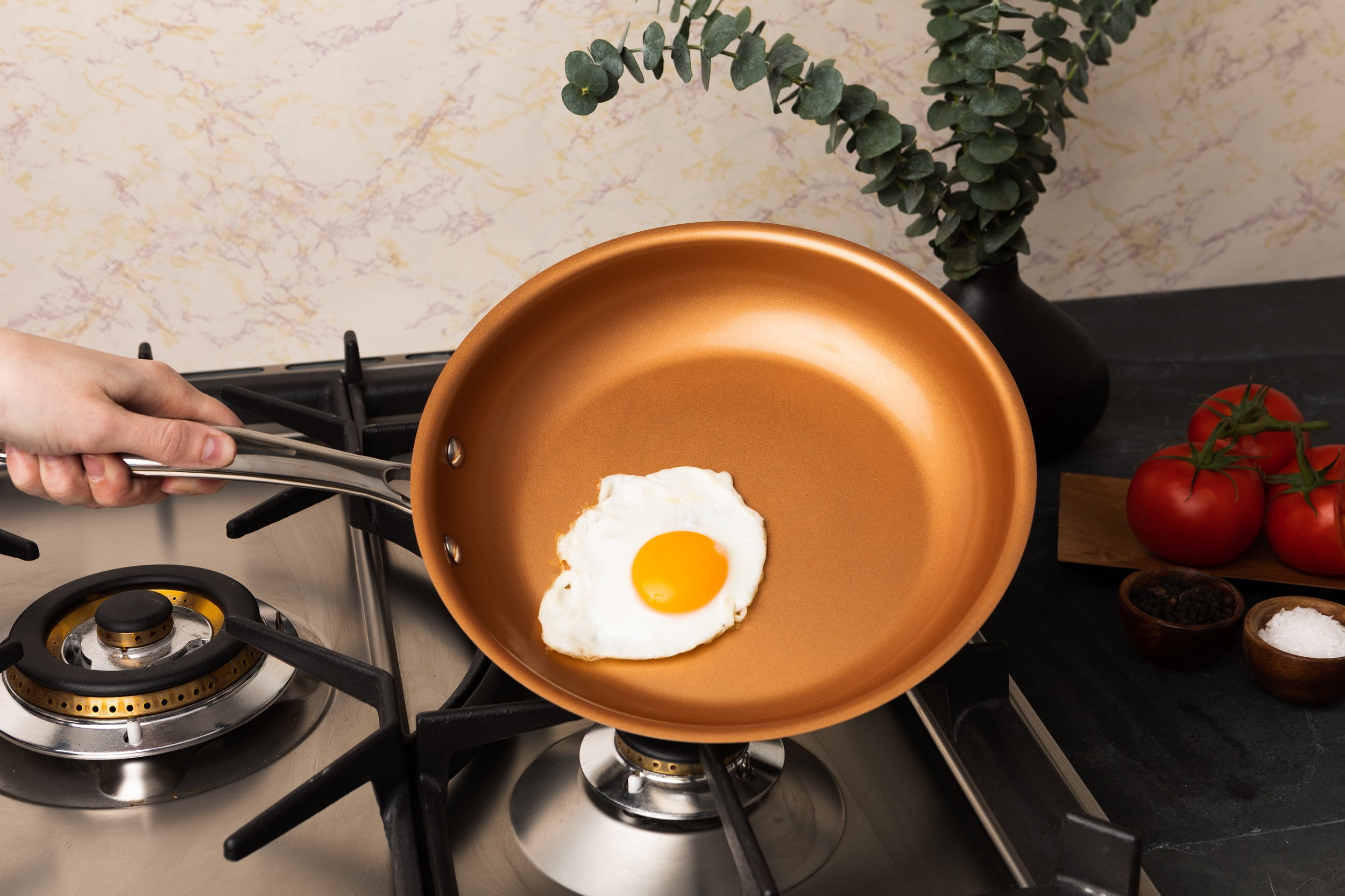 Gotham Steel Diamond 12” Ceramic Non Stick Frying Pan, 12 Inch Frying Pan with Helper Handle and Stay Cool Handles, Ultra Durable Nonstick Frying Pans, Graphite