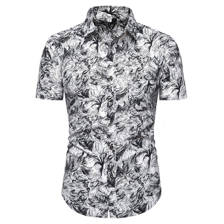 Men's Black Hawaiian Shirt 100% Cotton | Floral Hipster