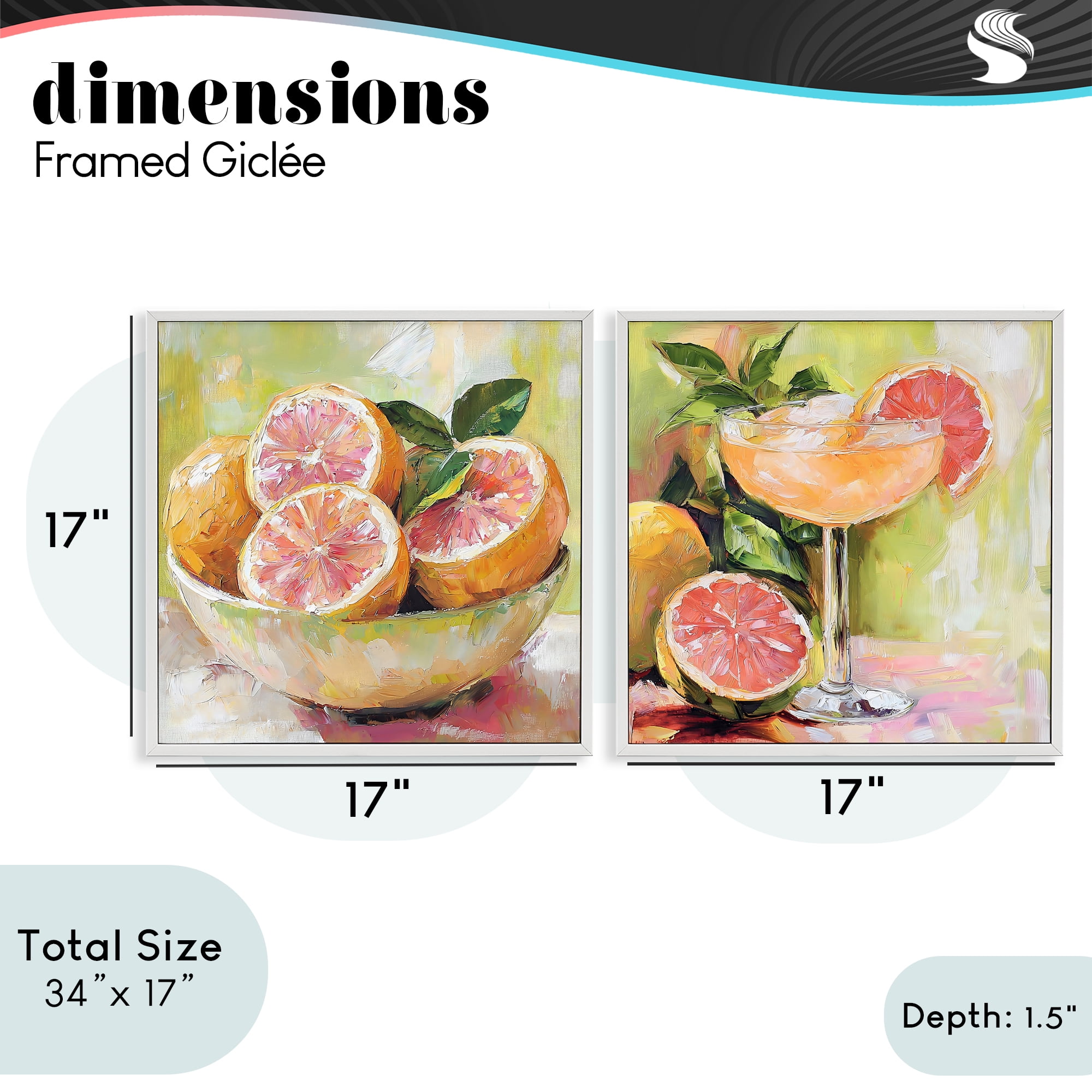 Stupell Industries Grapefruit Bowl & Cocktail 2 Piece White Framed Giclee Art Set, design by Riley B