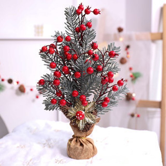 Fiudx Mini Adornos para Árbol de Navidad, Diseño de Frutos Rojos y Plantas Verdes, Decoración Festiva para El Hogar, Ambiente Festivo Único, Ideal para Mesas o Chimeneas, 1 Pieza, Tamaño 35 X 20 X 8