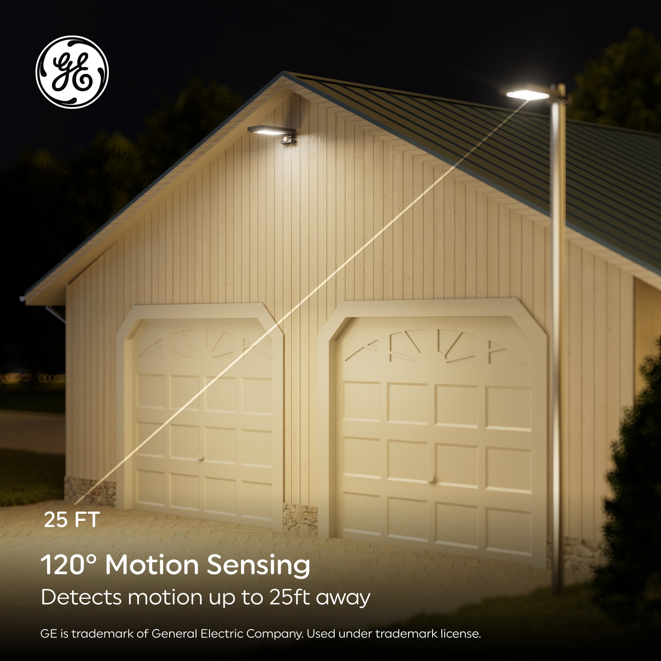 GE Outdoor Security LED Street Light, Adjustable Lights with Motion & Dusk to Dawn Sensor, Solar Light, 5000 Lumens