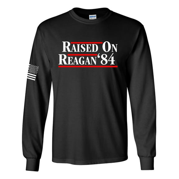 Reagan Bush Presidency Raised On Reagan Political Mens Long Sleeve T-shirt-Black-large